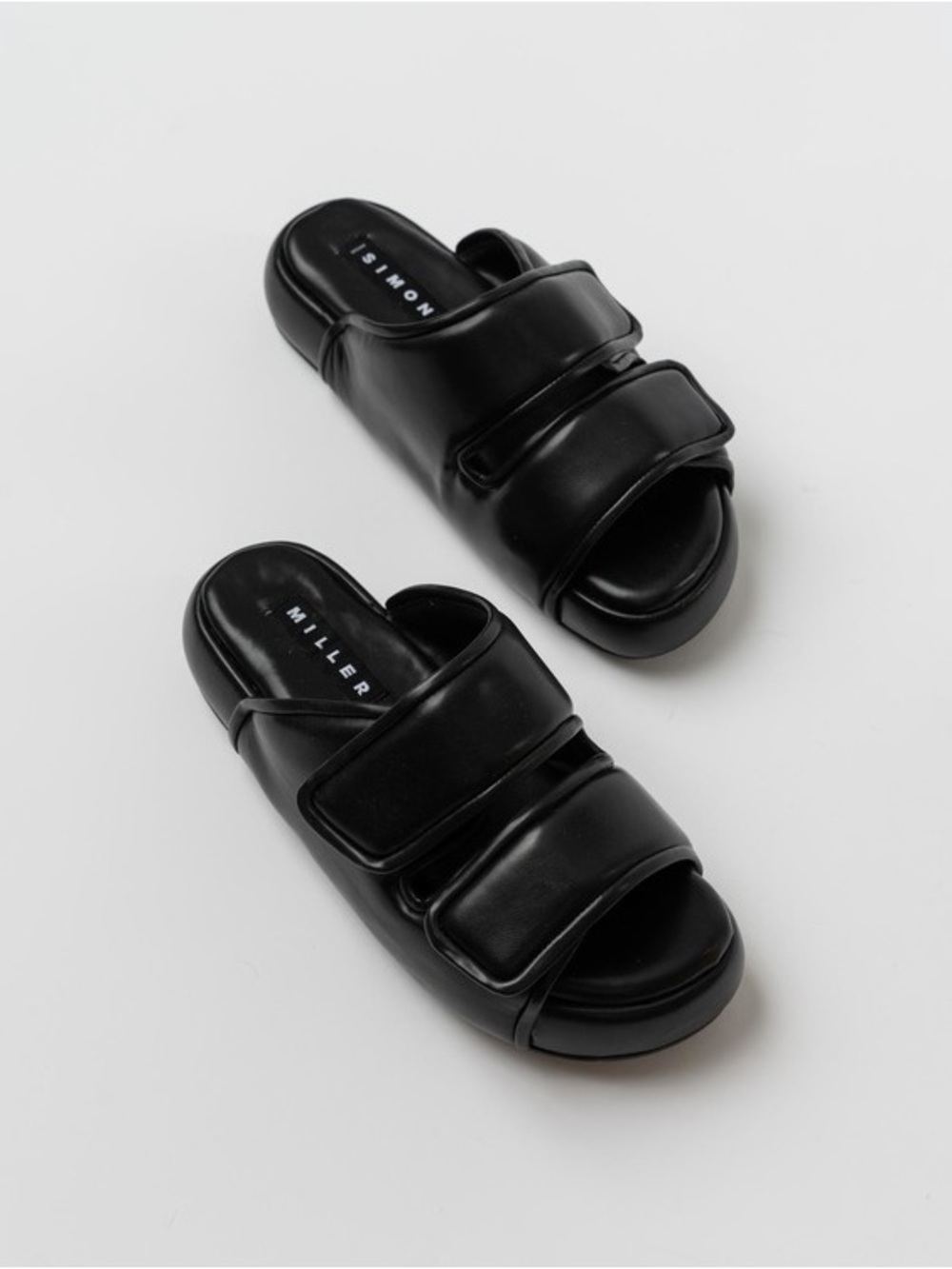 Simon Miller Black Padded Double-Strap Slide Sandals